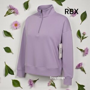 RBX Active  Women's Light Purple Soft  Quarter-Zip Sweatshirt S/P